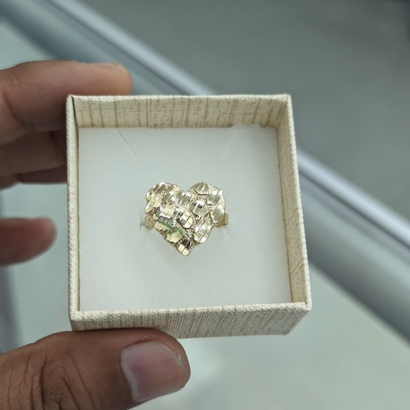 10kt Real Gold Heart Nugget Ring For Women